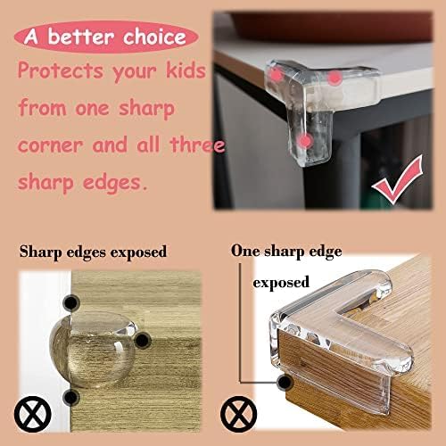 4Pcs Small(Length: 1.4inch) Silicone Corner Protector Baby Proofing,Table Corner Protectors for Baby,Strong Adhesive T Shaped Baby Head Protector Table Corner Protectors for Furniture (4)