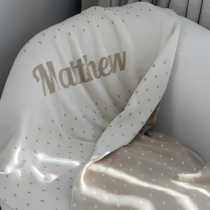 Personalized Spots Name Blanket – 100% Organic Cotton Customized Baby Blanket, Custom Name, Bassinet 30x40, Gift for Baby Shower, Birthday Present, Girls and Boys, Toddler Kids, Made In America