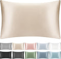 100% Mulberry Silk Pillowcase with Hidden Zipper,Both Sides Pure Silk Breathable Pillow Case for Hair and Skin,19 Momme Grade 6A,1pc,Beige,Queen Size 20x30 Inches