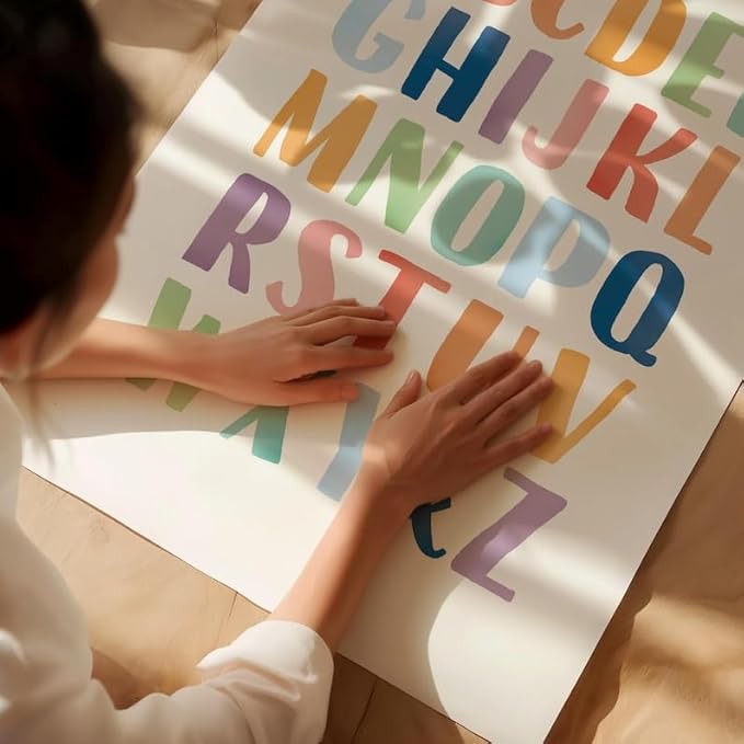 OZCONO Rainbow Alphabet and Numbers Poster for Kids, Educational Wall Art,Classroom Decor, Montessori Teaching, Toddler Learning (Unframed) (12x18)
