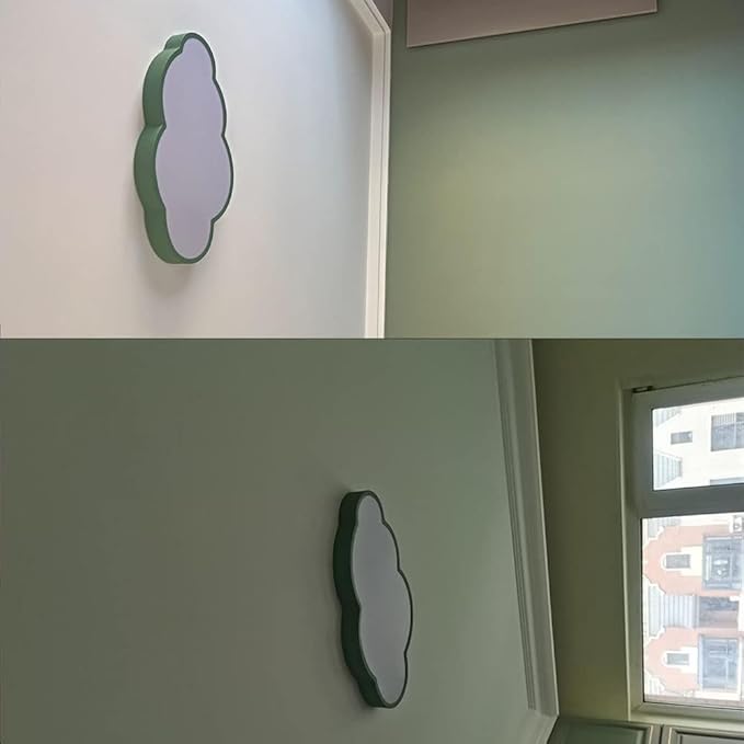 LED Ceiling Light Fixture, 19 Inch Modern Cloud Shape Recessed Ceiling Light, 3000K-6000K Dimmable, 29W Green Close to Ceiling Lighting for Living Room, Bedroom
