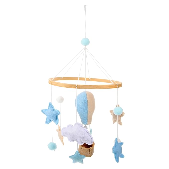 SECFOU Crib Mobile for Nursery Room Adorable Felt Hot Air Balloon Design Wall Hanging Ornament for Girls Engaging Decoration for Boy Girl Bedroom
