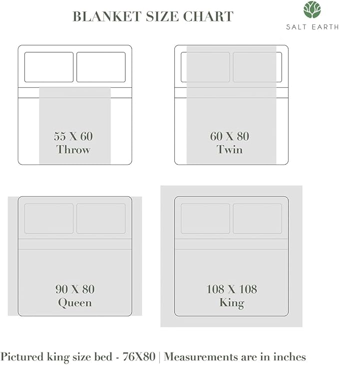 Salt Earth GOTS Certified 100% Organic Cotton Throw Blanket, 90" X 90" Waffle Blankets & Throws for Bed, Throw Blanket for Couch, Modern & Cozy Blanket, All Seasons, Comfy & Soft Blanket (Snow White)