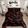 Erosebridal Bat Bedding Set Halloween Comforter Set with 2 Pillow Cases Red Bats Animals Quilt Full Size for Kids Boys Bedroom Holiday Gothic Spooky Style Quilt