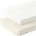 GRSSDER Mini Crib Sheets Fitted, Pack and Play Sheets 2 Pack, Ultra Soft Stretchy Pack N Play Sheets, Universal Fit for Playard Mattress, Jersey Crib Sheets Neutral for Boys and Girls, Cream/White