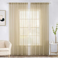 MIULEE Beige Window Sheer Curtains for Bedroom Living Room Solid Elegant Net Drapes 2 Panels Width 38 x Length 84 Inches