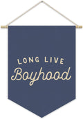 Navy Blue Boy Room Decor,Long Live Boyhood Canvas Banner Nursery Playroom Wall Decor for Boys Bedroom Toddler Decorations Teen Boy Room Decor,Playroom Decor Wall Hanging Flag 15x11 Inch