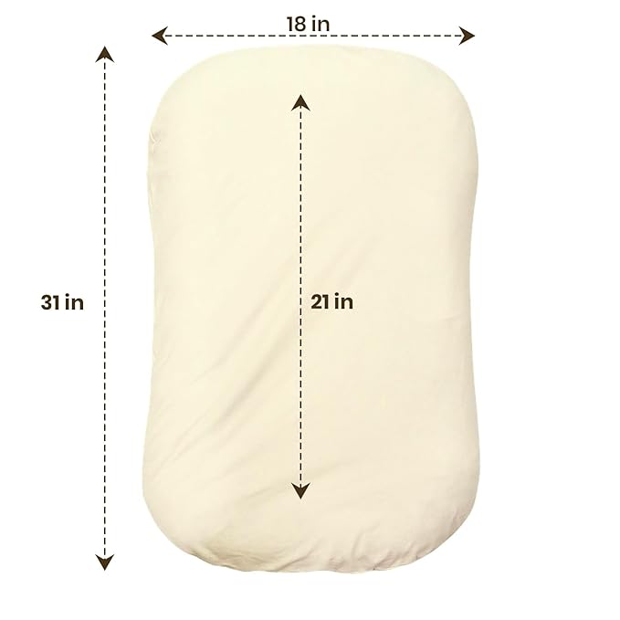 Aila + Aiden Baby Lounger | Organic Cotton Infant Lounger | Adjustable & Portable Floor Lounger |Supervised Use | Soft, Breathable, Washable Cover - Snuggle Collection - (Cream)