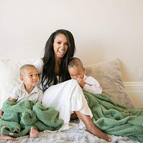 SARANONI Bamboni Luxury Throw Blanket | Oversized Super Soft Plush Home Decorative Comfy Blankets for Couch or Bed | Olive - X-Large 60” x 80”