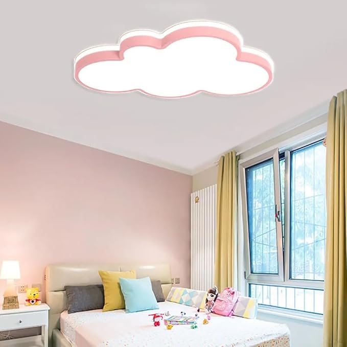 Cloud Shape LED Ceiling Light Fixture,27 Inch Modern Recessed Ceiling Lights, Dimmable Light,Pink 42W Close to Ceiling Lighting Flush Mount Living Room Bedroom,3000K-6000K