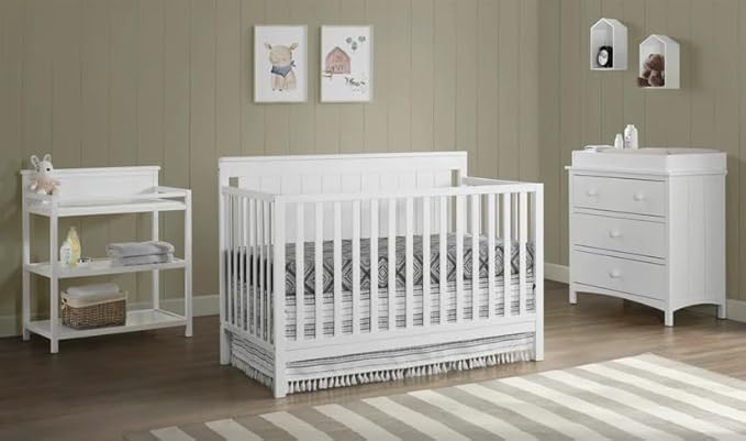 Oxford Baby Lazio 4-in-1 Convertible Baby Crib, Snow White, GreenGuard Gold Certified