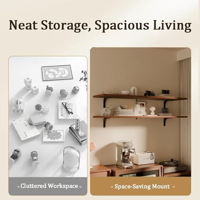 12x60Inch Rustic Walnut Wood Floating Shelves 2-Pack - Farmhouse Brown Wall Shelves with 100 lbs Capacity, Easy Installation for Living Room, Kitchen, Bathroom