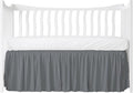 Crib Bed Skirt Dust Ruffle with Split Corners, 100% Cotton, Dark Grey Nursery Crib Skirt for Baby Boys or Girls, 28x52, 14" Drop, Toddler Bed Skirt, Baby Bedding, Crib Sheet Skirt, Soft & Breathable