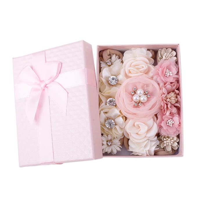 cherrboll 3pcs Baby Girl Flower Headbands, Super Soft & Stretchy Nylon Floral Hairbands for Newborn Toddler