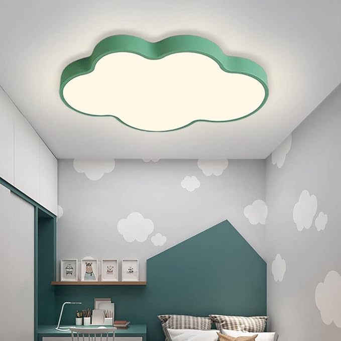 LED Ceiling Light Fixture,23 Inch Modern Cloud Shape Recessed Ceiling Lights, Dimmable Light,Green 36W Close to Ceiling Lighting Flush Mount Living Room Bedroom,3000K-6000K