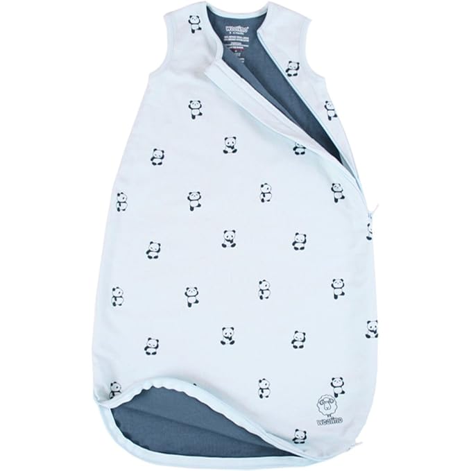 Woolino Merino Wool and Organic Cotton Baby Sleep Bag - 4 Season Classic Sleep Sack - Two-Way Zipper Sleeping Bag for Toddler - 18-36 Months - Panda