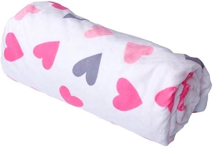 Baby Double Layer Soft Plush Minky Blanket With Dotted Backing for Boys Girls - Toddler Newborn Shower Gift (Peach Hearts, 30 X 40 Inches)