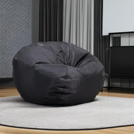 Big Joe Classic Bean Bag Chair, Black Smartmax, Durable Polyester Nylon Blend, 2 feet Round
