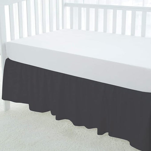 100% Egyptian Cotton, Nursery Crib Toddler (28" x 52" + 14") 800 Thread Count Crib Skirt Dust Ruffle, Bedding Skirts for Baby Boys or Girls, 14" Drop, Dark Grey Solid