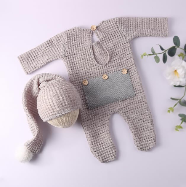 Newborn Photography Props Boys Girls Christmas Outfits long tail Hat Footed Romper Infant Baby Photoshoot Outfits