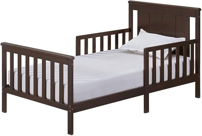 Pemberly Row Contemporary Wood Toddler Bed in Espresso Finish