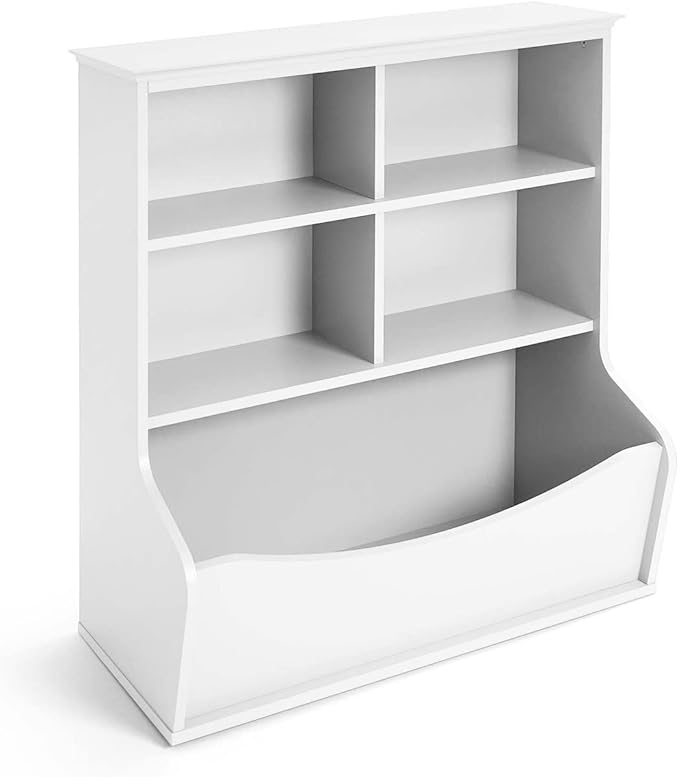 CAPHAUS Kids' Toy Storage Organizer, Open Storage Cubby, Multifunctional Book, Toy Storage Cabinet, Book, Shelf for Nursery, Playroom, Closet, Home Organization Toy Bookcase, E. White-33'' Height