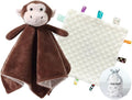 CREVENT Cozy Plush Baby Security Blanket, Loveys for Baby Girls and Boys, Birthday (Monkey+Tag)