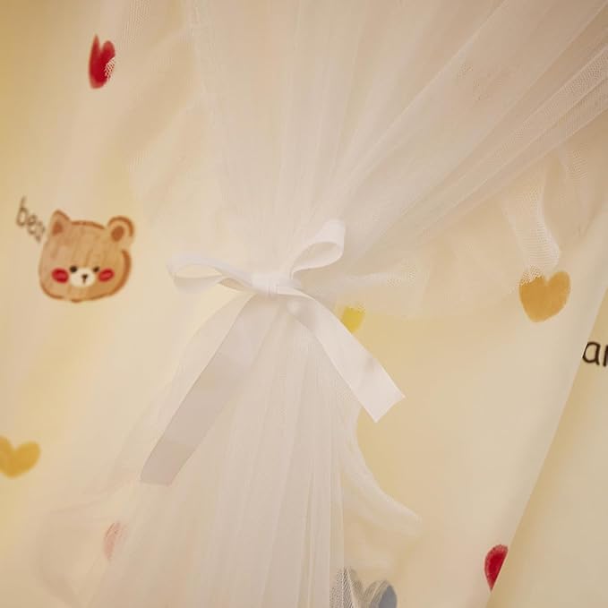 Bed Canopy for Girls, Double Layer Dome Mosquito Net Princess Canopy for Girls Bed Room Decor Reading Nook (Lovely Bear)