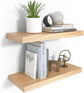 Habudda Floating Shelves for Wall, Natural Wood Shelf Decor for Bathroom Kitchen Bedroom, Hanging Mounted Invisible Bracket, Small 17 inch, Rustic Burlywood