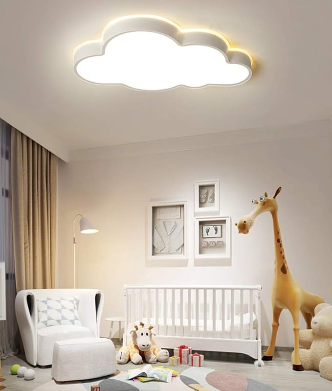 LAKIQ Modern Creative Acrylic LED Lights Cloud Shape Children Room Ceiling Light Flush Mount Ceiling Chandelier Lighting Fixture for Kids Bedroom Kindergarten Living Room(21.5'',Warm Light)