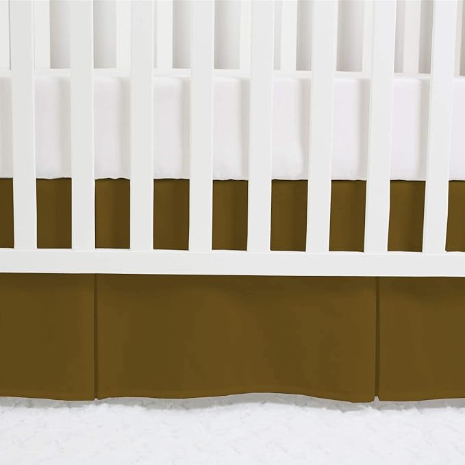 Box Pleated Mini Crib Bed Skirt Premium 100% Cotton 800 Thread Count Nursery Crib Toddler Bedding Crib Bedskirt for Baby Boys or Baby Girls, (24" x 38") + 10" Drop Lenght - Taupe Solid