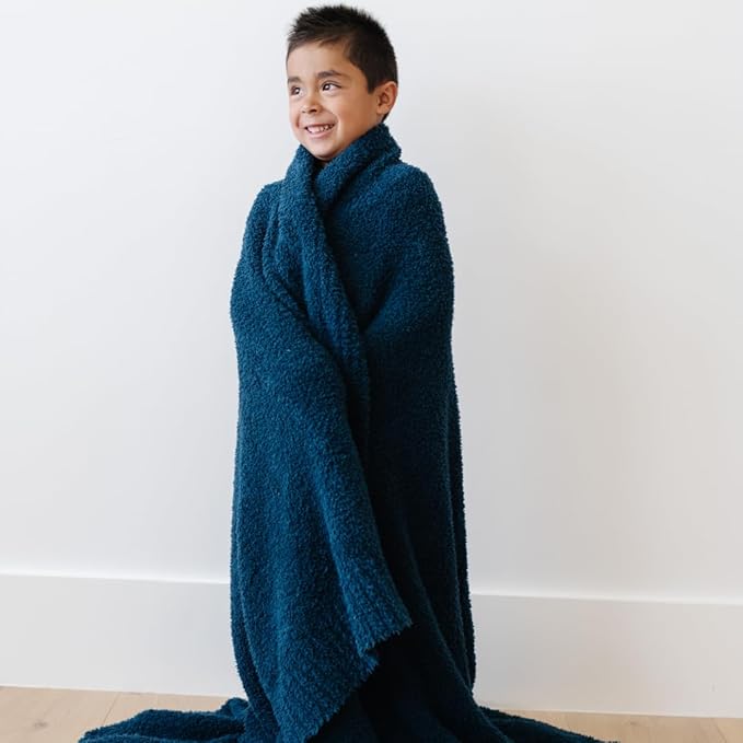 SARANONI Bamboni Luxury Throw Blanket | Super Soft Plush Home Decorative Comfy Blankets for Sofa, Couch or Bed | Blue, Large - 50" x 60"