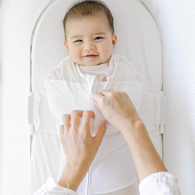 Happiest Baby SNOO Sleep Sack - 100% Organic Cotton Baby Swaddle Blanket - Doctor Designed Promotes Healthy Hip Development (Ivory Planets, X-Large)