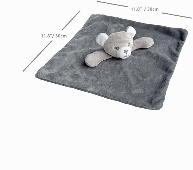 CREVENT Cozy Plush Baby Security Blanket Loveys for Baby Girls Boys, Stuffed Animal Ring Rattle Shaker Toy for Newborns (Bear)