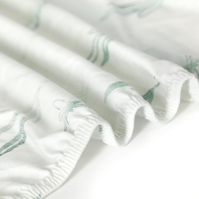 GRSSDER Stretch Ultra Soft Jersey Knit Fitted Pack n Play Playard Sheets Set 2 Pack，Fits Portable/Mini Cribs Sheets, Playards Mattress Pads, Stylish Watercolor Animals for Baby, Mint Green