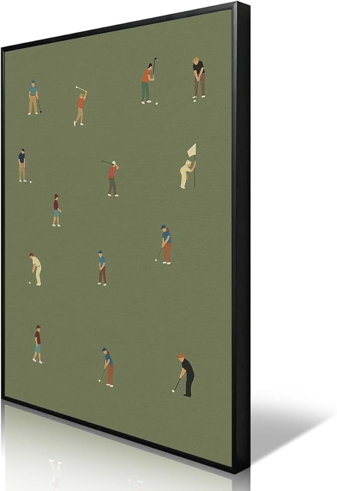 Golf Canvas Wall Art, Baby Boy Nursery Sports Posters, Animal Athletes Elephant Rabbit Pictures, Little Legend Charming Quote Print, Kids Bedroom Golf Course Wall Decor 8x12in Wrapped Canvas