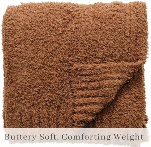 SARANONI Bamboni Luxury Throw Blanket | Oversized Super Soft Plush Home Decorative Comfy Blankets for Couch or Bed | Caramel - X-Large 60” x 80”