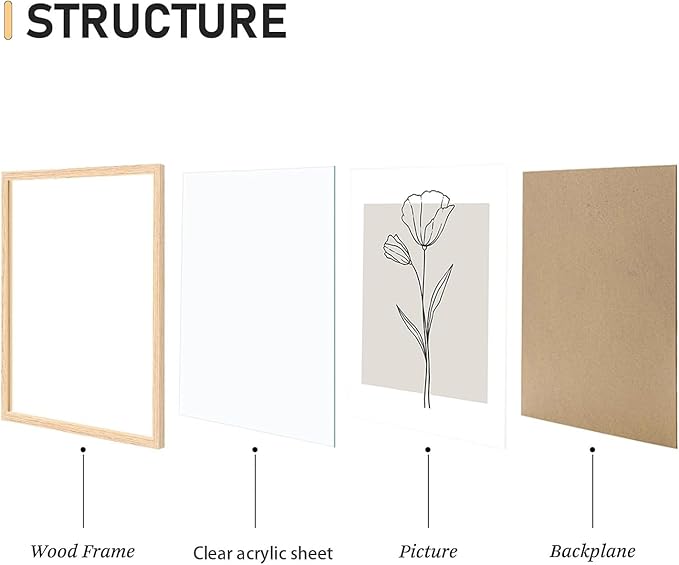CHMMART 3 Piece Neutral Flower Framed Wall Art Beige Minimalist Floral Canvas Art Prints Boho Botanical Line Pictures Wall Decor Artwork Painting for Living Room Bedroom Office 12x16in
