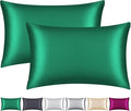 100% Mulberry Silk Pillowcase 2 Pack for Hair and Skin,with Hidden Zipper,Both Sides 22 Momme Natural Silk Pillow Cover,Soft Breathable & Smooth (Dark Green, King)
