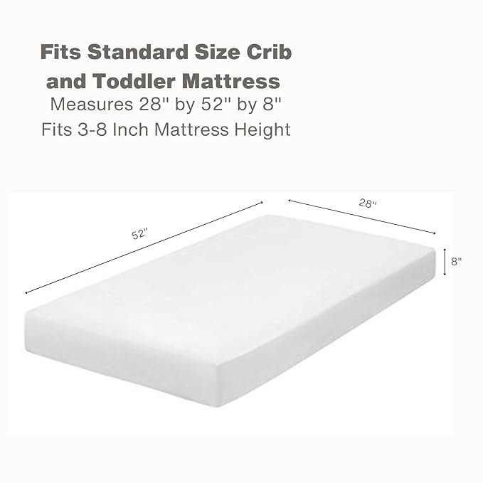 Everyday Kids 2-Pack Fitted Crib Sheets, 100% Soft Breathable Microfiber Baby Sheet, Fits Standard Size Crib Mattress 28in x 52in, White Nursery Sheet and Lavender Nursery Sheet