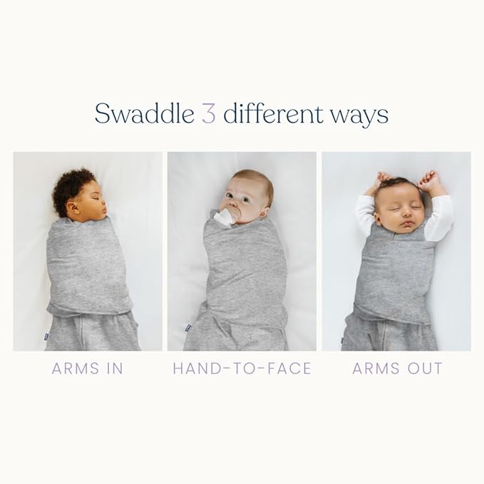 HALO 100% Cotton Sleepsack Swaddle, 3-Way Adjustable Wearable Blanket, TOG 1.5, Heather Grey, Small, 3-6 Months