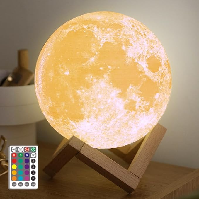 Moon Lamp, Moon Light, Moon Decorations, Cool Lamp, Moon Lamps for Adults, Decor for Boys, Thanksgiving, Christmas, 7.1 Inch, 16 Color Led