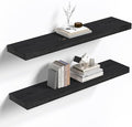 Habudda Floating Shelves, 35.5 Inches Wall Shelf for Rustic Home Decor, Bathroom, Bedroom, Kitchen, Natural Solid Wood, Invisible Bracket, 2 Pack