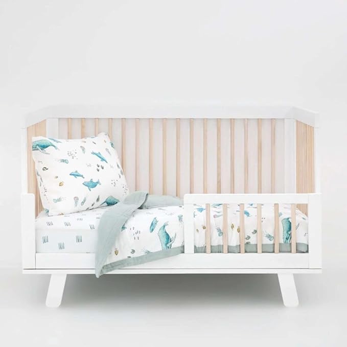 Little Unicorn Lofty Comforter Blanket | Super Soft & Breathable Muslin Fabric| Great for Play & Bedtime Blanket (Whales)