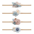 Baby Girl Nylon Headbands Flower Hair Bows Accessories-Elastic Hair Band Crown Handmade FLoral Wraps Birthday Gifts for Girls Newborn Infant Toddler 4Pcs