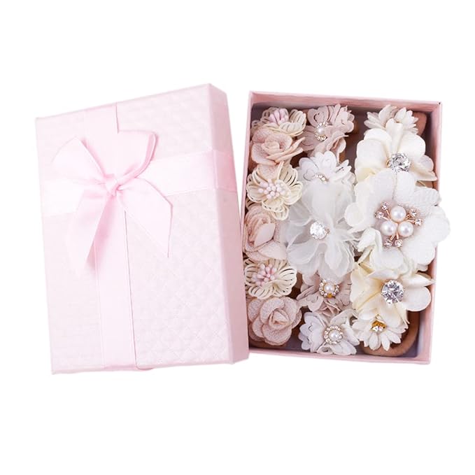 cherrboll 3pcs Baby Girl Flower Headbands, Super Soft & Stretchy Nylon Floral Hairbands for Newborn Toddler