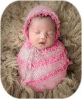 Vemonllas Newborn Infant Baby Boys Girls Photography Props Mohair Lace Hat and Wrap Blanket Cloth (Light Pink)