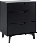 Walker Edison Sloane 3-Drawer Groove Handle Solid Pine Wood Dresser, 36 Inch, Black