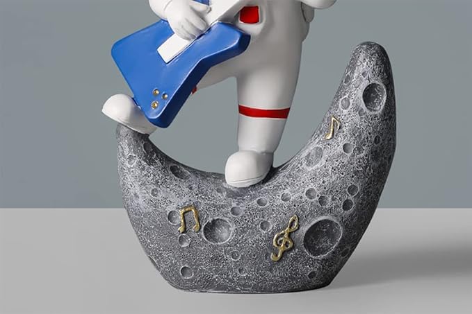 Paimuni Figurine Home Decor Resin Astronaut Statue Collectible Spaceman Sculpture Decorative Music Ornament for Desktop Bookshelf Office Living Room