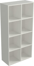8-Cube Storage Shelf Bookcase - Wooden 4-Tier Floor Standing Open Bookshelf, Modern TV Stand up to 55 Inchs for Home and Office, Warm White